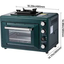 Vevor Outdoor Ofen 2 in 1 tragbarer Campingofen, einstellbare Feuerrate, 60-Minuten-Timer, winddicht, mit Grillrost und Bratblech, für Campingausrüstung Picknick im Garten Kochen im Freien