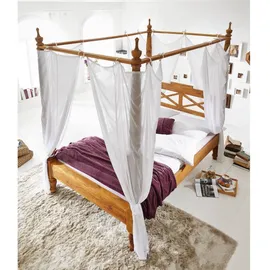 Massivmoebel24 Himmelbett Sheesham 160x200x224 braun geölt NATURE BROWN #531