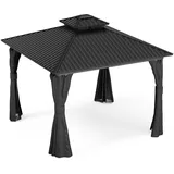 Blumfeldt ShadeFortress Pavillon 3x3 m verzinktes Stahldach schützt vor Sonne, Regen und Wind Schwarz