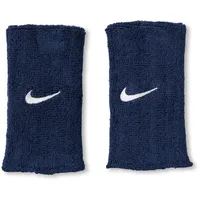 Nike Swoosh Classic Reversible Doublewide Wristbands 2er Pack Schweißbänder Tennis Fitness Running Handgelenkbänder wendbar, College Navy/White/College Navy, One Size