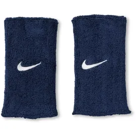Nike Swoosh Classic Reversible Doublewide Wristbands 2er Pack Schweißbänder Tennis Fitness Running Handgelenkbänder wendbar, College Navy/White/College Navy, One Size