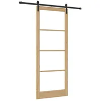 vidaXL Haustür Schiebetür ORKDAL Natürlich und Schwarz 93 x 232 cm (1-St) schwarz