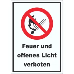 Feuer und offenes Licht verboten Aufkleber A1 (594x841mm)