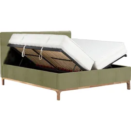 Home Affaire Polsterbett HOME AFFAIRE "Noan", grün (olive), B:178cm H:118cm L:218cm, Betten, Polsterbett, Bettkasten, Lattenrahmen mit Gasdruckfedern, auch mit 7-Zonen-Matratze