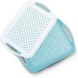 Essen 2er-Pack Serviertablett Set - rutschfeste Knietabletten mit Griffen, ideal für die Zubereitung von Speisen, Tee, Frühstück im Bett - Kunststofftablett für stabiles Essen - Spülmaschinenfest