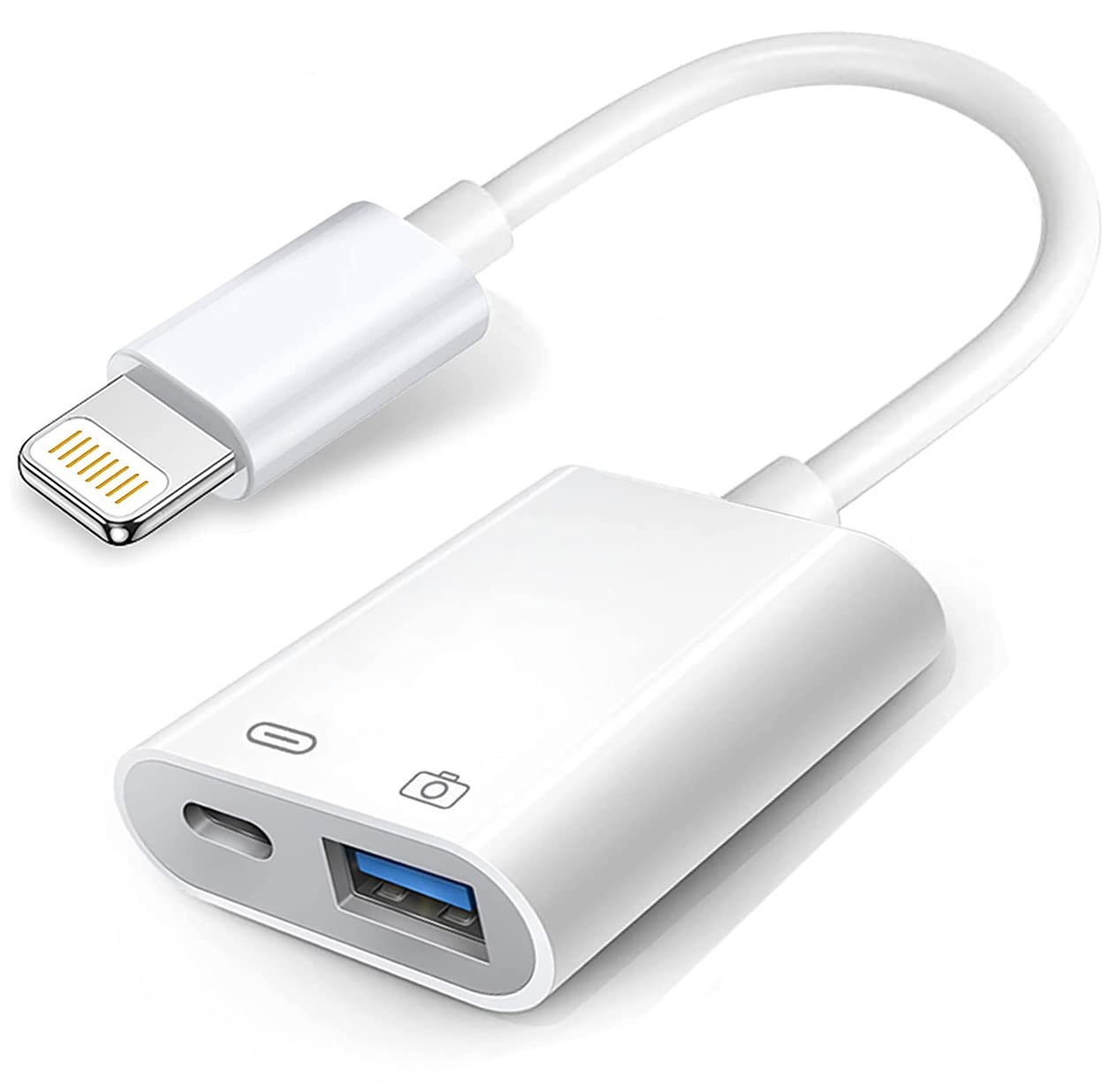 Kamera-Adapter Apple Lightning auf USB mit Ladeanschluss, USB-3.0-OTG-Kabel für iPhone/iPad zum Anschluss von Kartenleser, USB-Flash-Laufwerk, U-Disk, Tastatur, Maus, Hubs, MIDI, Plug-and-Play