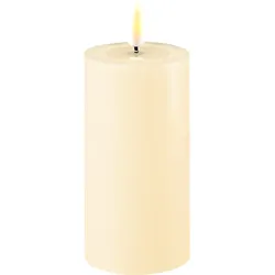 Deluxe Homeart LED Stumpenkerze Real Flame creme, Ø5 x H10cm, creme