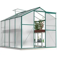 Aluminium Gewächshaus 4,75m2 mit Fundament 253x190cm Pflanzenhaus Treibhaus Frühbeet Tomatenhaus Gartenhaus Schiebetür Aufzucht 7,63m3 - Grün