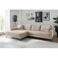 Trends by HG Ecksofa »Summer L-Form«, in Cord-Stoff mit Metallfuß beige