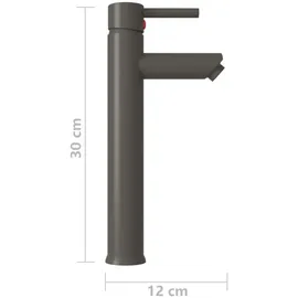 vidaXL Badezimmer Mischbatterie Grau 12x30 cm