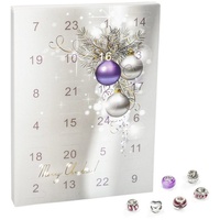 VALIOSA Schmuck-Adventskalender Merry Christmas Mode-Schmuck Adventskalender mit Halskette, Armband + 22 individuelle Perlen-Anhänger aus Glas und Metall, das besondere