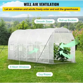 Vevor Foliengewächshaus Verzinkter Stahl Weiß PE 4 mm 9,66 m2