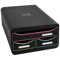 Exacompta SMALL-BOX Schubladenbox Black Office mit 3 Laden Schwarz