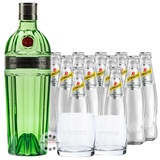 Tanqueray No. 10 Gin & 11 x Schweppes Dry Tonic & Gläser