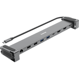 Hama USB-C-Docking-Station "Connect2Office Basic V2", Standfüße, 9 Ports Dockingstation, Anthrazit