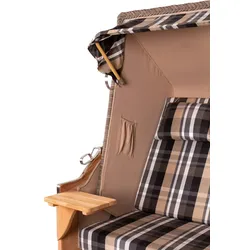 Mr. Deko Strandkorb - bene living - Schaalsee Teak - PE grau - Modell 583 - inkl. Liftersystem
