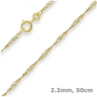 Schmuck Krone Goldkette 2,2mm Singapurkette aus 333 Gelbgold 50cm, Gold 333 goldfarben