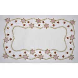 Tischdecke STICKEREIEN PLAUEN "Goldtanne" Gr. 1, rot, B:90cm L:90cm, Polyester, Tischdecken