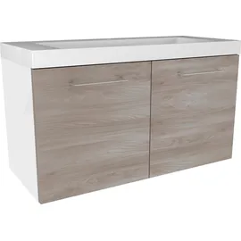 Fackelmann Waschtischunterschrank Lima 80 x 42 x 35 cm Weiß Matt