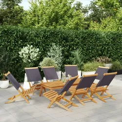vidaXL Gartenstühle 8 Stk., Gartenstuhl mit Armlehnen, Klappstuhl für Garten Balkon Terrasse, Stuhlset Gartenmöbel, Anthrazit Stoff Massivholz Akazie