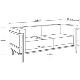 Konsimo Konsimo® Gartensofa, 2-Personen "TRIGLO" Dunkelgrau/Beige, Stahl/Polyester/Schaumstoff, Modern, 164x70x69 cm - Dunkelgrau,
