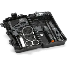 BLANKO Survival-Set in Schutzbox, 10-teiliges Outdoor-Kit für Camping, Wandern, Survival-Trips oder Notfall