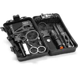 BLANKO Survival-Set in Schutzbox, 10-teiliges Outdoor-Kit für Camping, Wandern, Survival-Trips oder Notfall