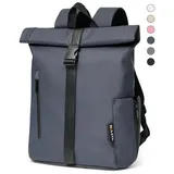 NULSTA Rucksack Rolltop Rucksack Wasserdicht Damen & Herren Daypack Freizeitrucksack, 30*15*40cm,Cityrucksack,Tourenrucksack,Schulrucksack blau