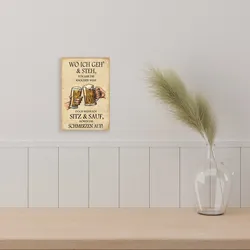 Alu-Dibond-Druck QUEENCE "Bier", beige (farbe bild(er): natur), B:20cm H:30cm T:0,2cm, Alu Dibond, Bilder, Bier, Sprüche, Werkstatt, Schild