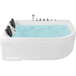 Whirlpool Badewanne weiß Eckmodell mit LED 180 x 120 cm rechts CALAMA