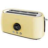 Cecotec Digitaler Toaster ClassicToast 15000 Yellow Extra Double, 1500 W, Kapazität für 4 Scheiben Brot, 2 extra breite Langschlitze, 3 Funktionen, LED-Licht, Inklusive oberer Halterungen