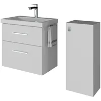 Planetmöbel Badmöbel-Set 63cm mit Midischrank weiß
