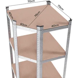 Tronitechnik Schwerlastregal Holz/Metall 40 x 40 x 70 x 70 x 180 cm silber