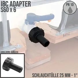 chengtud(cn) IBC Container-Adapter S60x6 Stutzen 1" (25 mm) schwarz