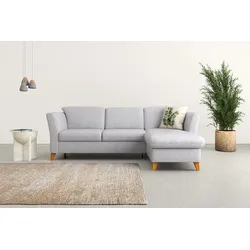 Ecksofa HOME AFFAIRE "Trelleborg L-Form", silber, B:249cm H:86cm T:162cm, 100% Polyester, Sofas, Federkern-Polsterung, wahlweise mit Bettfunktion und Bettkasten
