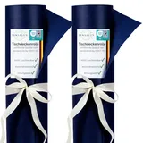 Sensalux Vlies Tischdeckenrolle 2er Set 1,00 x 25 m Blau, 80 g/m2, abwaschbar, wasserabweisend, stoffähnliche Tischdecke Rolle, Oeko-TEX, Party, Catering, Gastro