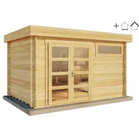 Alpholz Gartenhaus Set Leandro-28 Imprägniert Pinie 395x268cm inkl. Dacheindeckung