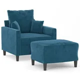 vidaXL Sessel mit Hocker Samt 77 x 80 x 60 cm Blau