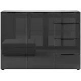 manjana möbel Kommode 135 x 98,7 x 40 cm Anthrazit matt / Schwarz