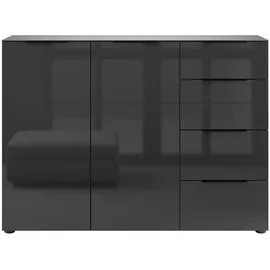 manjana möbel Kommode 135 x 98,7 x 40 cm Anthrazit matt / Schwarz