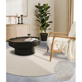 Villeroy & Boch Francois weiß, Ø:160cm, Wolle, Teppiche, in rund, oval, Läufer, handgewebt, Wolle, Wohnzimmer, Schlafzimmer