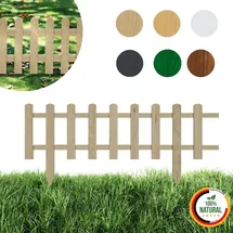 Floranica Zierzaun aus Holz 100 x 40 cm nicht imprägniert Steckzaun als Beeteinfassung Rasenkante Tierzaun Bauernzaun - Braun/Grau/Weiß/Grün