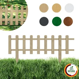 Floranica Zierzaun aus Holz 100 x 40 cm nicht imprägniert Steckzaun als Beeteinfassung Rasenkante Tierzaun Bauernzaun - Braun/Grau/Weiß/Grün