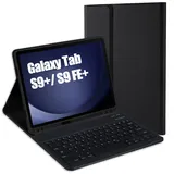 Jeloyutek für Samsung Galaxy Tab S10+ 2024 & S9 FE+/S9+ 12,4" 2023 Tastatur Hülle, QWERTZ Layout Magnetisch Abnehmbarer Tastatur mit Hülle für Galaxy Tab S10 Plus/S9 FE Plus/S9 Plus 12,4", Schwarz