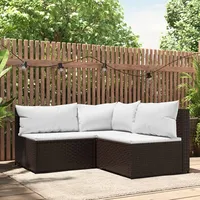 vidaXL 3-tlg. Garten-Lounge-Set mit Kissen Braun Poly Rattan