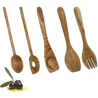 Metaltex Kochbesteck-Set, Set OLIVE 5-teilig braun - 2 Kochlöffel