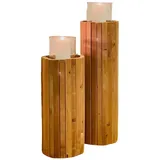 Dekoleidenschaft Windlichtsäule Rustikal aus recyceltem Holz, 49 cm hoch, Kerzensäule, Holzsäule, Kerzenhalter, Dekosäule mit Kerzenglas, Bodenwindlicht
