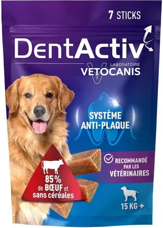Vetocanis DentActiv Dental Sticks Rind Hund 15kg+ Beutel 7 Stück