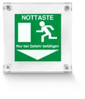 Nottasten-Hinweisschild, grün RAL 6032, Pfeil nach unten