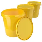 FixedByU Set Eimer mit Deckel 16 Liter Gelb 3 St.